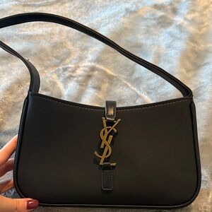 YSL Black Shoulder Bag with Gold Logo
